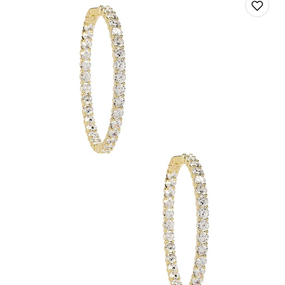 The M Jewelers Large Pave 925 Hoops in gold - Picture 2 of 11